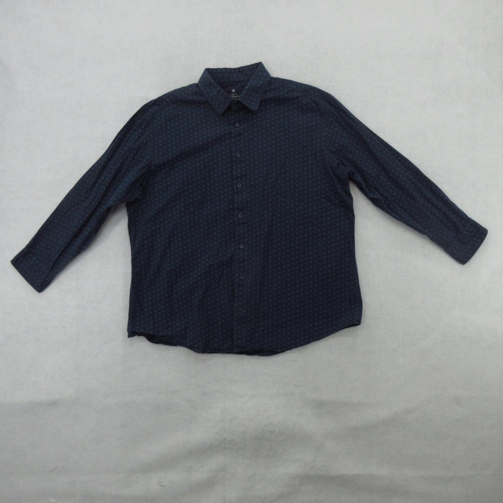Ben Sherman Shirt Mens 2XL 18-18.5 Blue Dot Stretch Dress Long Sleeve 32/33
